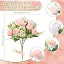Tigeen 6 Bundles Artificial Bouquet Flowers Artificial Peonies Faux Roses Silk Flowers Hydrangea Bouquet for Wedding Table Centerpiece Floral Vase Decor (Pink)