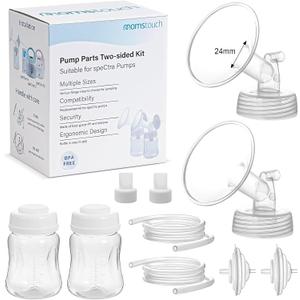 Pump Parts Compatible with Spectra S1/S2/9 Plus, Not Original Accessories, Full Set Replacements Include 24mm Flange, Duckbill Valve, Backflow Protector, Tubing and Bottle (Full Set-24mm)