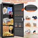 31.5" Tall Wall Safes Between the Studs with 2 Removable Shelf, Lockable Hidden Safe Box with 50 Hooks for Keys Jewellery, in Wall Safe for Money Medicines Valuables