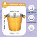 Amyhill 8 Pack Stainless Steel Ice Bucket 5.3 Quart/ 5 Liter with Handle Large Insulated Champagne Buckets Beer Bucket for Home Cocktail Bar Wine Parties Chilling Wine Champagne (Gold)