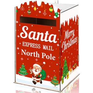 Moon Boat Mailbox Christmas Decorations Wooden Letters to Santa North Pole Mail Box with Banners Holiday Winter Indoor Outdoor Porch Front Door Decor