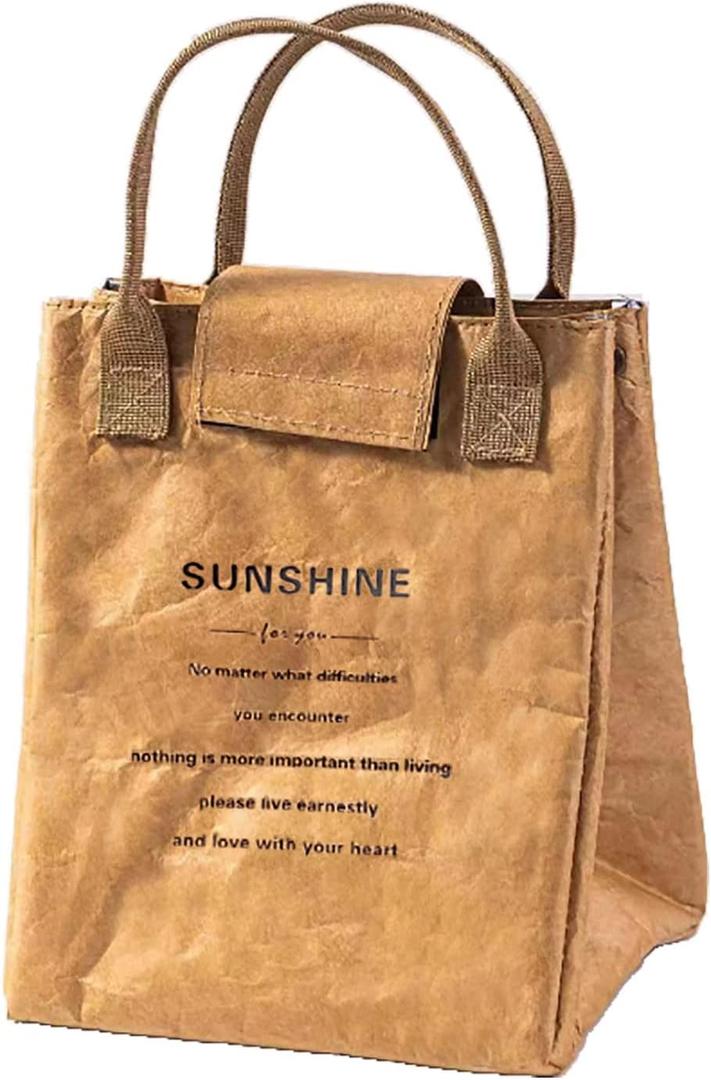 Lunch Bag - Women/Men, Easy to Clean Reusable Lunch Box, Insulated, Water-Resistant, Thermal Liner & Durable Fabrics | Simple Design, Classic Brown