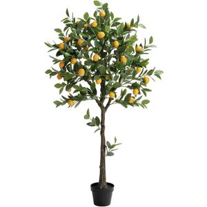5ft Tall Artificial Lemon Tree with Fake Lemons Floor Plants Artificial for Decor Realistic to Indoor Home Office Fauxe Lemon Tree, Yellow