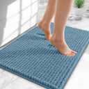 OLANLY Thick Bathroom Rugs 24x16, Extra Soft Absorbent Chenille Bath Rugs, Rubber Backing, Machine Wash Dry, Bath Mats for Bathroom Floor, Tub and Shower, Home Decor Accessories, Airy Blue