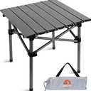 Opliy Folding Camping Table,Portable Table for 1-2 Persons -Collapsible Table Lightweight with Carry Bag for Camping, Hiking, Picnics, BBQs, Beach Trips & Tailgating(16.5 inch). (Metal Gray)