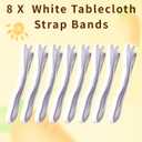 Table Bungees, Tablecloth Strap Band Elastic Band Clamps Grips Clips Shock Absorbent Tablecloth Cord to Hold Down Tables Cloth for Outdoor Party, 8 Pack White