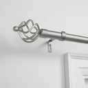 EXCLUSIVE HOME Torch 1" Curtain Rod and Finial Set, Matte Silver, Adjustable 84"-160"