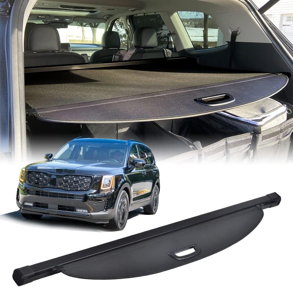 Retractable Cargo Security Shade Cover Compatible with Kia Telluride 2020-2025 Black Privacy Screen Rear Storage Waterproof Luggage Shield