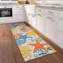 3' x 5' Washable Indoor Outdoor Runner Rug for Hallway, Kitchen, Stain Resistant, Easy Clean, Orange Coastal Runner Rug for Indoor/Outdoor Patio, Deck, Porch, Kitchen, Hallway, Laundry Room