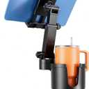 OHLPRO Cup Holder Tablet Mount for Car, Anti-Shake iPad Stand with Drink Holder Fits 5-17" iPad, Tab S10, iPhone, Heavy Duty Truck Vehicle Auto Accessories, Dual Handle Slots Large Mugs