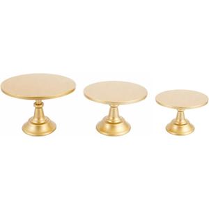 Haploon 3 Pcs Metal Gold Cake Stands Set, 8/10/12 Inch Cake Display Pedestal, Metal Round Cake Holder for Dessert Cupcake, Pillar Style Dessert Stand for Wedding Celebration Party Birthday