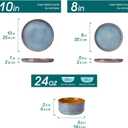 vancasso ONION Ceramic Plates and Bowls Sets, 24 Pieces Blue Dinnerware Sets for Kitchen, Reactive Glaze Dishes Set for 8, Dishwasher and Microwave Safe