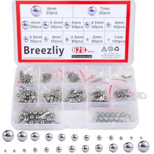 304 Stainless Steel Ball 620Pcs 1-8mm Metric Precision Assorted Loose Bicycle Bearing Steel Ball Assortment Kit12 Sizes