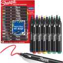 Sharpie Creative Markers, Water-Based Acrylic, Bullet Tip, Assorted Colors, 12 Count  Arts & Crafts, Kids Activity, School Classroom; Works on Paper, Metal, Wood, Ceramic, Glass, Rock, Canvas
