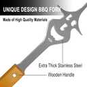 4 x BBQ Grill Accessories for Gas Grill Charcoal Grill, 6 in 1 Grill Tools for Outdoor Barbecue Grill, 14 Inch Grill Utensils, Unique Gill Fork, Dad Gifts, Gifts for Men, Dad, Husband