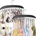 NANATI 2 Pack Bra Hangers for Closet Organizer, Wooden Tank Top Hanger, Bra Organizer with 40 Stainless Steel Hooks, Closet Organizers and Storage for Bras Camis Belts Ties, Black