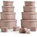 ISSEVE 12Pcs/Set Nesting Silicone Food Storage Containers with Lids, BPA Free Reusable Meal Prep Silicone Containers Airtight, Freezer Dishwasher Safe (33.8oz, 20oz, 10oz, 6.7oz, 1.3oz) (Pink)