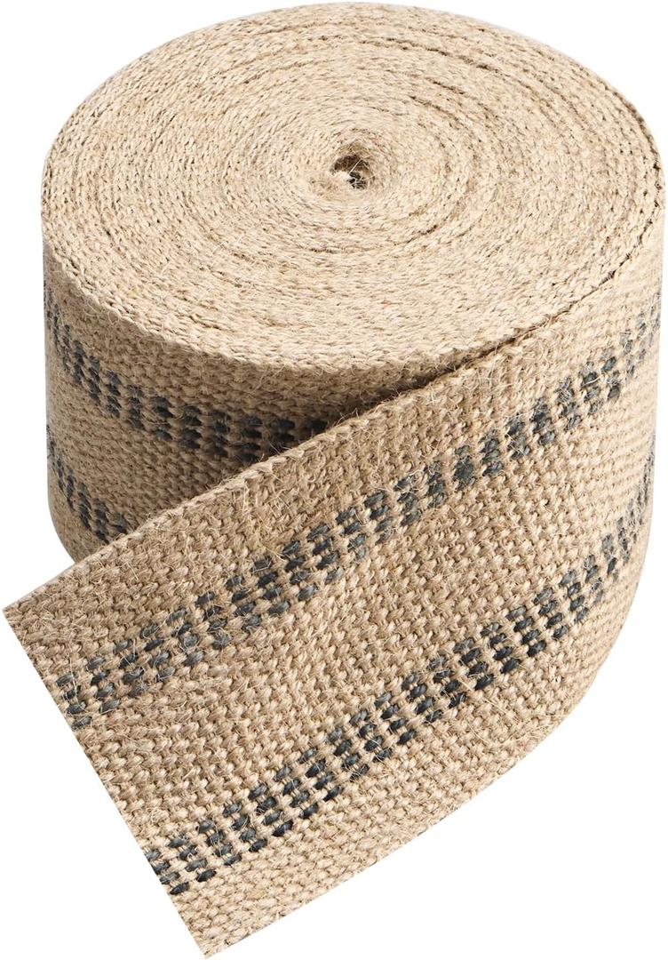 YaeCCC Craft Jute Webbing Tape, 3.5" x 10 Yd,11 lbs Heavy-Duty for Chair Repair, Crafting, Burlap Ribbon, Upholstery,Black