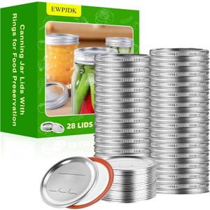 56PCS Canning Lids with Rings For Mason Regular Mouth, Jars Lids With Rings/Bands Mason Jars For Canning Food Fruits DIY Food Grade Material(70mm, 28Lids + 28Rings for Regular Mouth Jar)