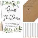 Seajan Guess The Dress Bridal Shower Game Wooden Sign Fun Bridal Shower Games Table Sign 50 Small Guessing Cards 50 Pencils for Guests Wedding Bachelorette Party Supplies(Green Leaves)