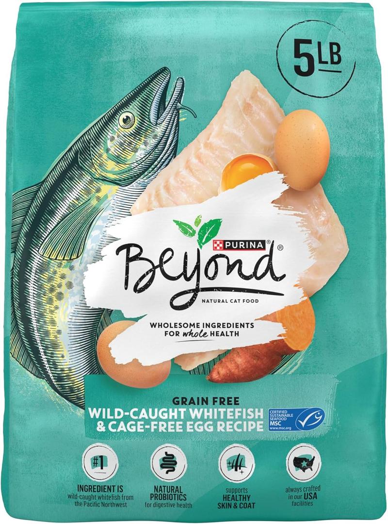 Purina Beyond Grain Free, Natural Dry Cat Food, Simply Grain Free Wild Caught Whitefish & Cage Free Egg Recipe - 5 lb. Bag, BBD: Apr 2027