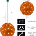 Christmas Lights Ball 5.5" Outdoor Hanging Sphere Lights 50 LED Orb Orange Starlight Sphere for Tree Porch Bedroom Christmas Decorations, Orange