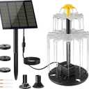 Yeomi Solar Water Fountain for Bird Bath, Upgrade 2W 7V Solar Powered Water Pump with Adjustable Flow, Solar Fountain Kit for Bird Baths Small Pond Garden Water Feature