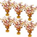 Juexica 6 Pcs Fall Centerpieces for Tables Fall Thanksgiving Halloween Maple Leaves Office Table Decorations Metallic Gleam Foil Maple Decor for Autumn Harvest Season Halloween Holiday Wedding Party