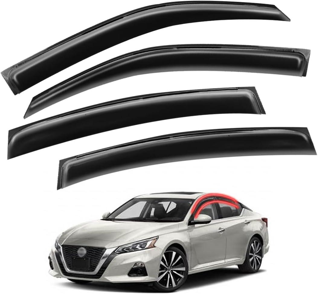 Window Visors Rain Guards FIT 2019, 2020, 2021 Nissan Altima  Side Window Deflectors, Front and Rear Sun/Rain Guards, Smoke Tape-On Vent Shades, 4PCS Set