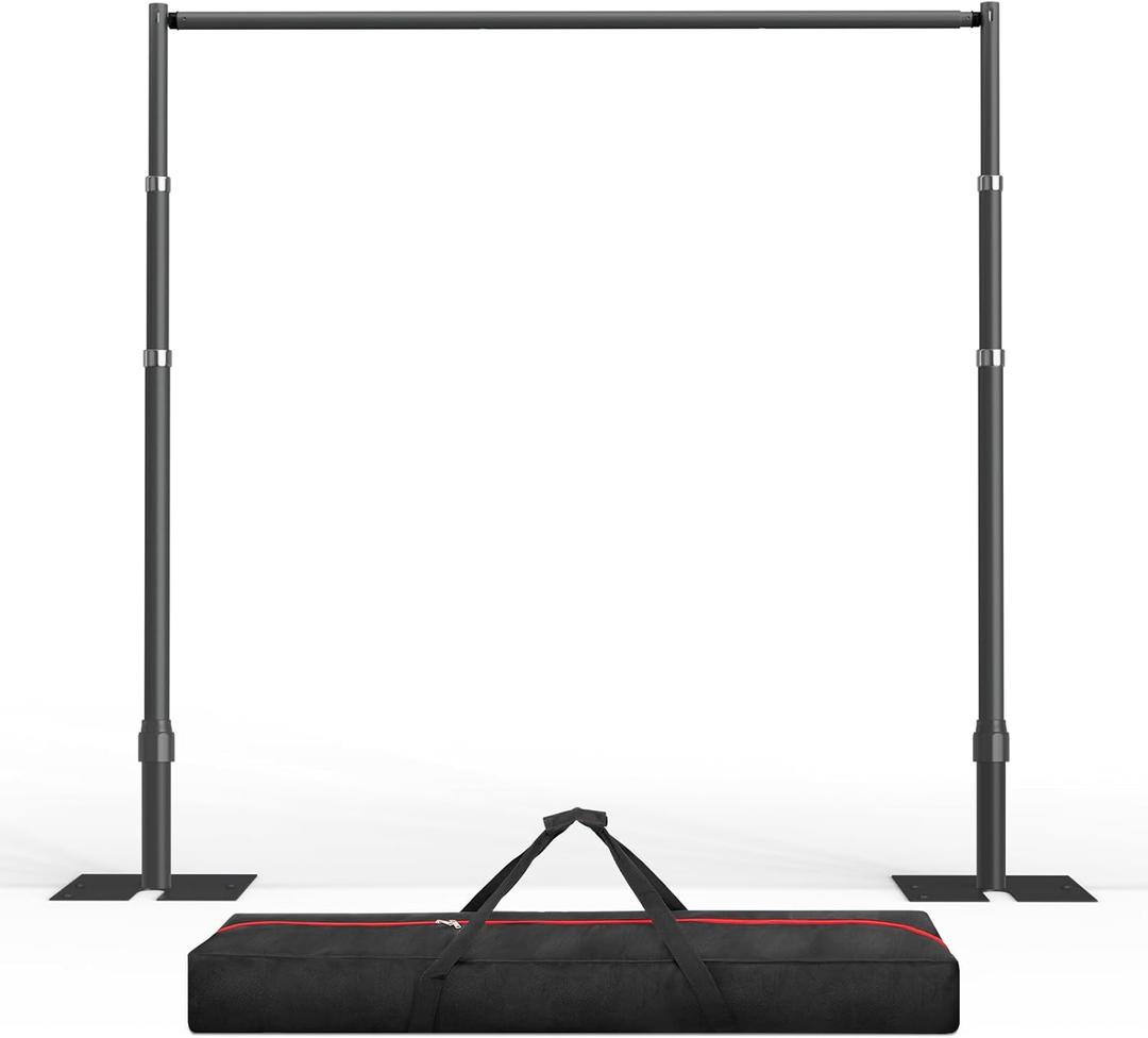 EMART Pipe and Drape Backdrop Stand Kit, 8.9ftx10ft Heavy Duty Adjustable Photo Background, Metal Frame with Flat Base for Wedding, Birthday Party, Banquet Decorations - Black, 8.9X10FT