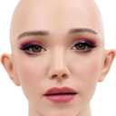 Realistic Mask Silicone Female Mask Full Head Face Mask for Crossdresser Cosplay Halloween (White)
