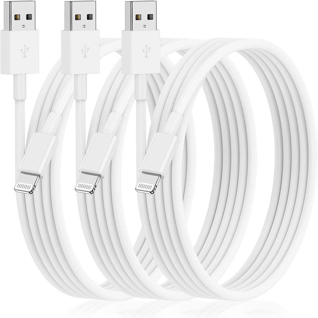 3Pack [Apple MFi Certified] Long iPhone Charging Cable 10ft-Apple Lightning to USB Cable Wire - 10 Foot iPhone USB Charger Cords for iPhone 14 13 12Pro/Pro Max XR X 8 7 6 5 Plus SE (10 feet, White)