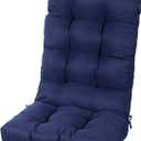 Chair Cushion, Waterproof and Fade-Resistant Patio Chair Cushions, Tufted Chair Pads for Rocker Furniture, 17x17 Inch, Indoor/Outdoor Seat Cushions with Ties, Navy Blue