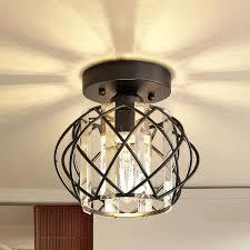 Semi Flush Mount Ceiling Light, Crystal Ceiling Light Silver Crystal Chandelier for Kitchen Hallway Entrance Balcony Dining Rooms Living Rooms Bar