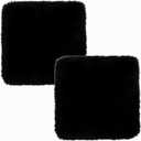 Genuine Wool Chair Cushion 2 Pack Non-Slip Comfortable Natural Sheepskin Pad Carpet Suitable for Home Sofa Restaurant Car Seat Office Dining Chairs. (Black, 18x18 Inch)