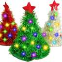 Christmas Hat Set Multi-Piece Set with 30 LED Colorful Lights Christmas Tree Decoration Hat for Adults