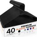 HOUSE DAY Black Plastic Hangers 40 Pack, Plastic Clothes Hangers with Built-in Strap Hooks, Space Saving Slim Hanger for Closet Organizers and Storage, Durable Clothing Hanger for Shirts Blouses Tops