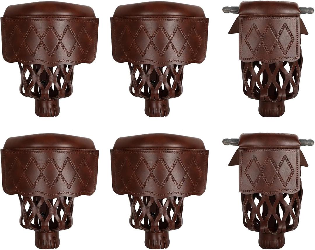6-Piece PU Leather Billiard Pockets with Diamond Pattern - Durable Accessories for Billiard Pool Table (Walnut)