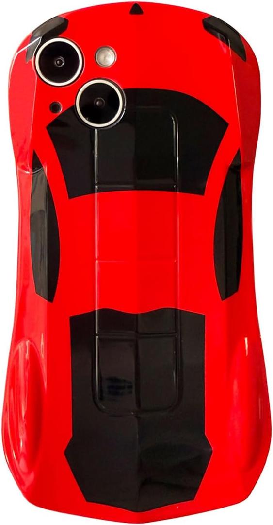 Case for iPhone 14 for Teen Boys Girls, 3D Race Sport Car Design iPhone14 Phone Cover Kids, Cute Cool Sturdy Soft iPhone 14 Cover (Red Car)
