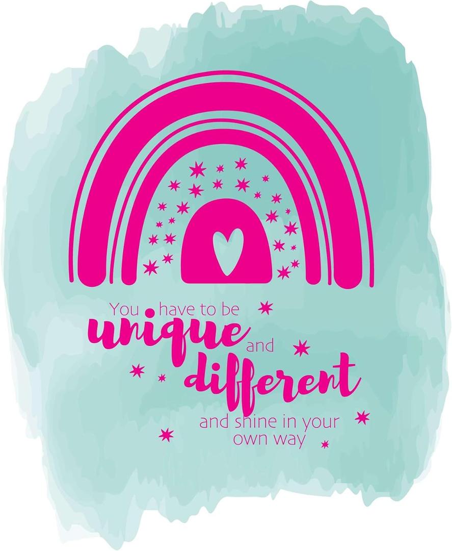 Girls Shine in Your Own Way Adventurous Quote Wall Decal Decoration Boho Rainbow Cute Little Stars Sparkle Mini Heart Lasts Years and Easily Removable - Size: 24 in(W) x 30 in(H)