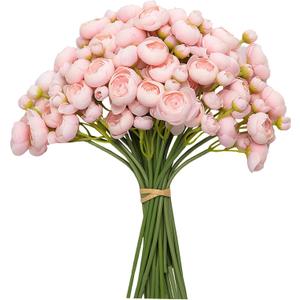 Meldel 32Pcs Ranunculus Artificial Flower, Faux Silk Mini Pink Ranunculus Flowers for DIY Bouquet, Bulk Fake Peony Wedding Filler Flowers for Centerpieces Arrangements Bridal Shower Decorations