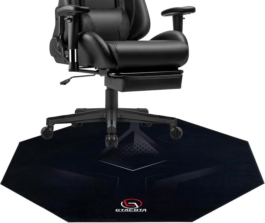 GTACITA Office Roller Chair Mat, Gaming Chair Mat, Suitable for Hardwood and Tile Floors, Anti - Slip and Noise - reducing, Ideal for Home Offices and Game Rooms, Octagonal Carpet Mat (Black)