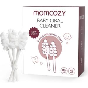Momcozy Baby Tongue Cleaner Gauze, Baby Toothbrush Disposable Oral Cleaner, Toddler Tooth Brush for Tooth Mouth Gum Clean, Infant Toothbrush Oral Cleaning Stick, Baby Oral Cleaner Newborn, 40 Count
