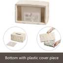 Ceramic Tissue Box Cover, Large Rectangle Cheese-Shape Tissue Box Holder with Bottom, Decorative Tissue Box for Bedroom, Bathroom, Parlors, Office, Vanity, Kitchen Countertop, Desk, Beige