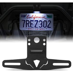 KEMIMOTO UTV License Plate Holder with Light Aluminum License Plate Frame Mount for Golf Cart RV Truck Snowmobile Trailer Boat SxS Compatible with Can-Am Maverick X3 Polaris RZR Ranger Sportsman