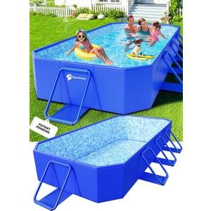 StarOcean 2026 Large Foldable Pool,Non-Inflatable Swimming Pool for Kid,Adult Collapsible Pool Hard Plastic,Overthickened Extra Large Foldable Pool,Portable Folding Kid Pool for Backyard,118"x73"x20"