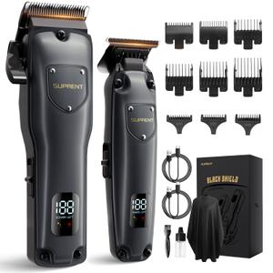 SUPRENT Hair Clippers for Men Professional, USB-C Rechargeable Cordless Clippers for Hair Cutting, Mens Hair Clippers and Trimmer Kit for Barber with LED Display for Barbers & Home Use