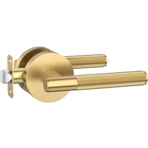 Asidrama 1 Pack Passage Champagne Bronze Door Handles, Door Lever with Door Knobs Indoor for Bedroom or Bathroom, Heavy Duty Door Handles Interior with Locks for Left Right Sided Doors