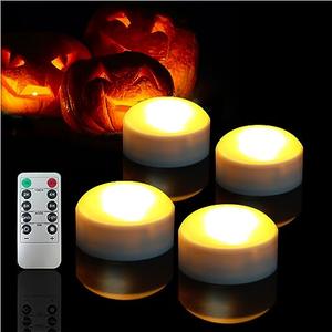 Halloween Jack-O-Lantern Battery Operated LED Pumpkin Light with Remote and Timer, Realistic Plastic Bright Flickering Electric Flameless Candle for Party Decor Holiday Decoration White Color 4 Pack