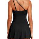 Tempt Me Women One Piece Swim Dress One Shoulder Swimsuit with Skirt Tummy Control Swimdress Bathing Suit M